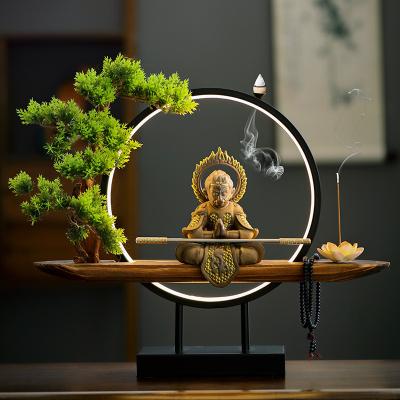 China Zen Night Light Creative Home Office Romantic Living Room Decoration Monkey Ceramic King Lantern Ring Ornaments for sale