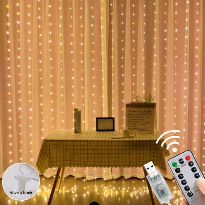 China 2021 RGB String Light Amazon Factory Direct 300 Multicolor Optional Twinkle Star Led Window Curtain String Light Led Curtain Light for sale