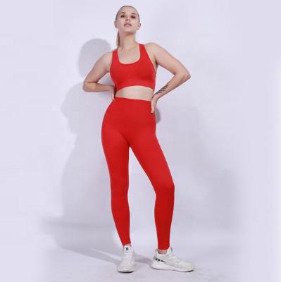 China Breathable Gym Fitness Set Womens Solid Color Boutique Yoga Clothing for sale