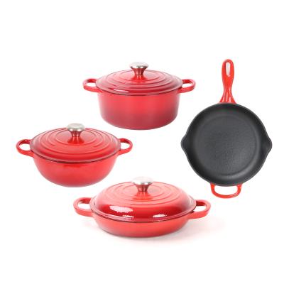 China QULENO Sustainable Cast Iron Pot Soup and Stock Pots Cast Iron Cookware Set for sale