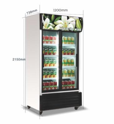 China Single-Temperature 2 Door Beverage Beverage Fridge Glass Display Freezer, Commercial Supermarket Double Door Fridge for sale