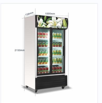 China Upright Single-temperature 2-Door Grocery Store Beverage Vertical Glass Commercial Display Fridge Cooler Refrigerator Fridge for sale