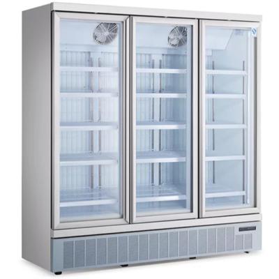 China Commercial Double-temperature Beverage Display Refrigerator /Freezer Bar Display Glass Door Upright Freezer / Three Bar Cooler With Lamp for sale