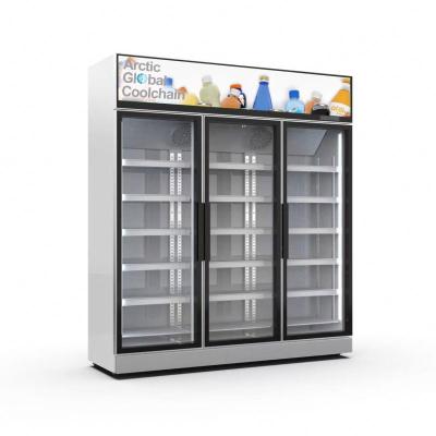 China Double-temperature Supermarket Fridge Upright Glass Door Freezer Drinks Display Fridge for sale