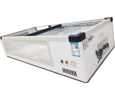 China Double-temperature deep siding glass door display chest freezer with CE,CB,ROHS for sale