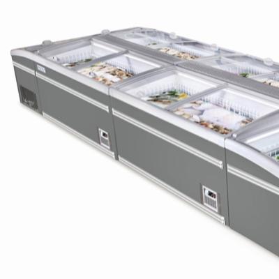 China Commercial Single-temperature Combine Supermarket Island Display Freezer with Sliding Door Top Chest Freezer for sale