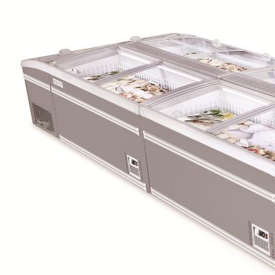 China 850L Commercial Single-Temperature Single-Temperature Top Open Glass Door Chest Island Freezer for sale