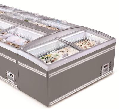 China Commercial 600L Single-temperature Single-temperature Door Chest Top Open Glass Island Freezer for sale