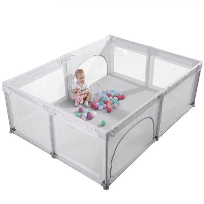 China Large Baby Fabric Trend Fabric Baby Playpen Foldable Portable Baby Playpen Kids Safety Mesh Baby Playpens for sale