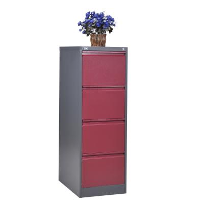 China Knocked Down Structure Luoyang IGO Lockable 4 Layer Metal Drawer Cabinet / 4 Drawer Filler Vertical Cabinets for sale