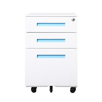 China Modern Luoyang Office Furniture Metal Colored Filing Cabinet 3 Drawer Movable Pedestal for sale