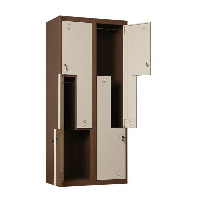 China Office Durable Steel Z Form Four Doors Metal Clothes Lockers for sale