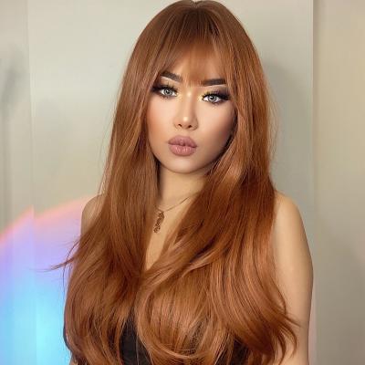 China Body Wave AT Wigs Synthetic Hair Wholesale Long wavy Dark Root Red Ombre Color Heat Resistant Futura Synthetic Wig for sale