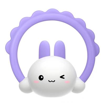 China Dimdu musical 2022 New Bunny Electronic Music Baby Rattle Toys Bedtime Infant Smart Silicone Teethers for sale