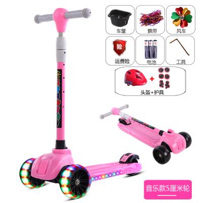 China 2020 Height Adjustable Handlebar Adjustable Heat Transfer Sticker Kids Scooter Cool Flashing Toys / One Touch Folding Kick Scooter /3 Wheel Big Wheel Scooter for sale