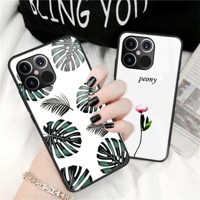 China Heart Painted Cell Phone Back Cover Tempered Glass Painted For iPhone 11 12 Mini Pro Max Case for sale