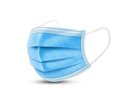 China ready to ship disposable 3 Layer face mask in stock blue earloop pleated professional factory for sale