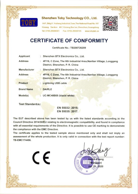 CE - Shenzhen BTX Electronics Co., Limited