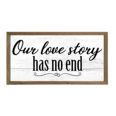 China USA Modern Farmhouse Wood Sign Our Love Story Has No End Sign Master Bedroom Wood Framed Sign for sale