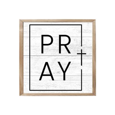 China Europe Farmhouse Style Wall Decor Pray Signs Wooden Custom Wood Frame Inspired Signs for sale