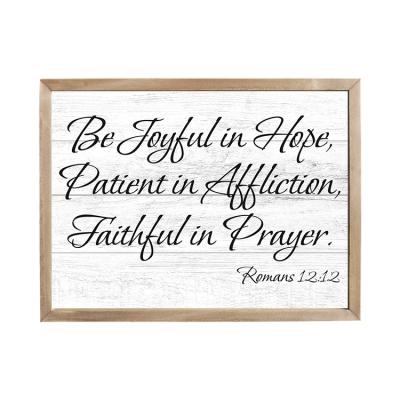 China Europe Farmhouse Style Wall Decor Motivational Wooden Signs Quote Be Joyful In Hope Seen Paint Sign for sale