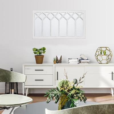 China Large Eco-Friendly Tile Mirror Window Farmhouse Decorative Wall Mirror For Living Room Kitchen Entrance Vintage Wall White Mirror for sale