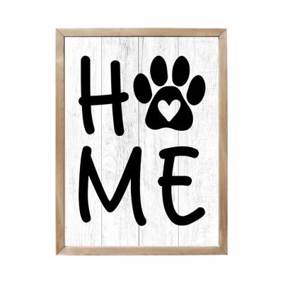 China Rustic Hand Painted Home Inspired Dining Room Wall Art Signs Dog Framed Wood Sign USA for sale