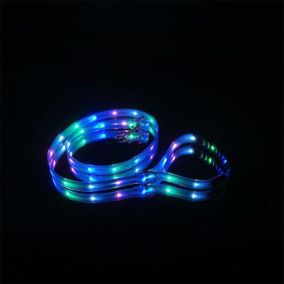 China DETACHED Wholesale USB Rechargeable Glow in Dark Colorful Led Soft PVC Dog Leash for sale