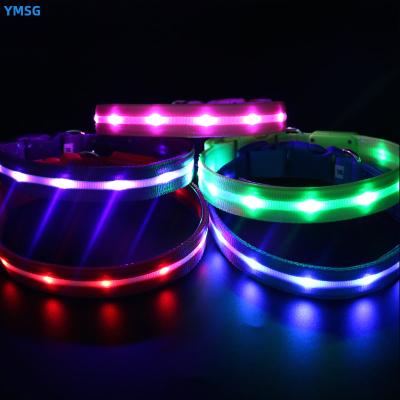 China OEM DETACHED Nylon Custom USB Night Walk Safety Pet Led Dog Collar Light Colorful Dog Led Collar Waterproof Filling for sale