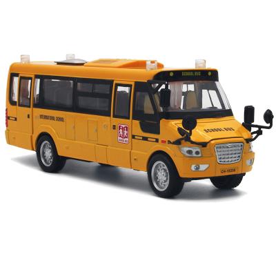 China Yellow Diecast School Bus Open Pull Back Toy Vehicles Play Doors Pull Back Toy For Toddlers Kids Bus Model Toys for sale