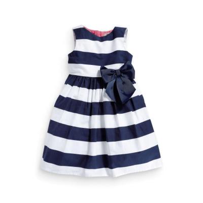 China Kids Girls Flower Blue Dress Baby Dresses Formal Striped Princess Girls Dresses For Clothing for sale