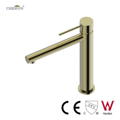 China High Quality Watermark CUPC Stainless Steel Gold Grifo Basin Faucet Brushed Tall Basin Faucet Contemporary Mixer Tap High for sale