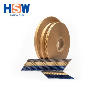 China 200um Brown Kraft Paper Heat Resistant Hot Melt Strip For Nails Staples Collating C-Rings for sale