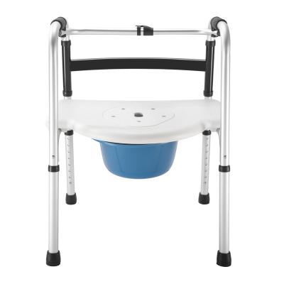 China Elder Walker Rollator Lightweight Portable Toilet Commode Chair With White Seats for sale