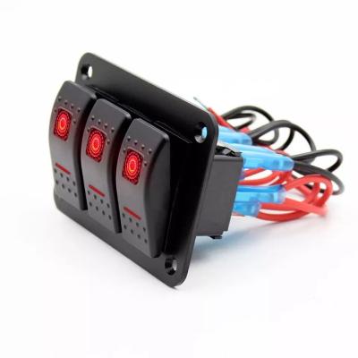 China ABS+PC+PA66 3 Gang Rocker Switch Waterproof Universal Panel 12/24V for Truck Marine Power Switch Bus Boat Auto Switches for sale