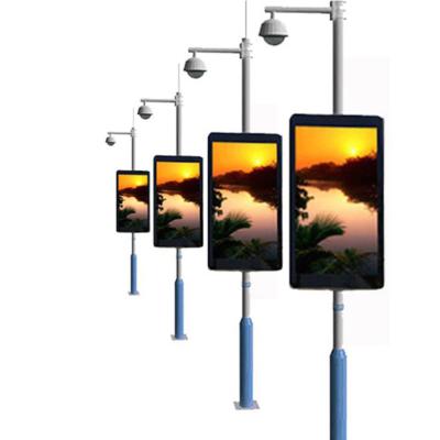 China Outdoor Roadside Street Light Lamp Post Smart Video Screen Dual Standing Pole Pole Led Display Led Screen for sale