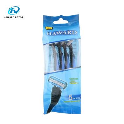 China Five Blade Five Blade Swedish Rubber Handle Disposable Shaving Razor for sale