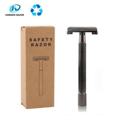 China D642 Stainless Steel Double Edge Blade Double Edge Blade Face Beard Metal Handle Shaving Razor Men's Classic Safety Razor for sale