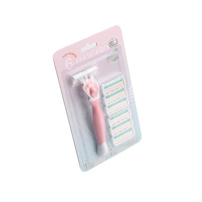 China Six Blade Haward Private Label Six Blade Woman Lady Hair Removing Blades Shaving Razor for sale