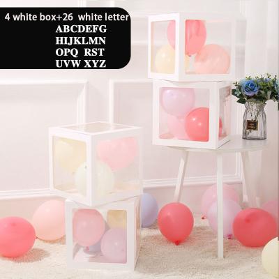 China Festival Decoration A-Z 26 Letters Baby Shower Balloon Box Wedding Birthday Party Decoration Transparent White Gift Box Manufacturer for sale