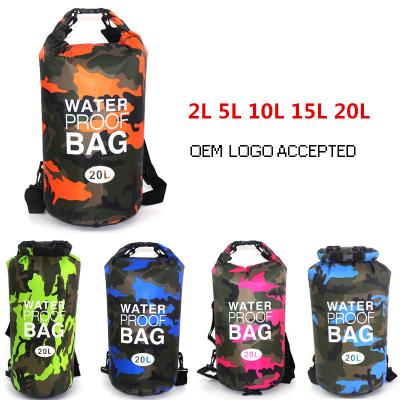 China Water Resistant Sports Bag Waterproof Camouflage 10L Dry Bag for Boating, Camping, Beach and Hiking for sale