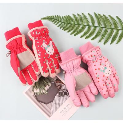 China Winter Kids Cartoon Winter Gloves Waterproof Ski Gloves Warm With Rabbit Print for sale