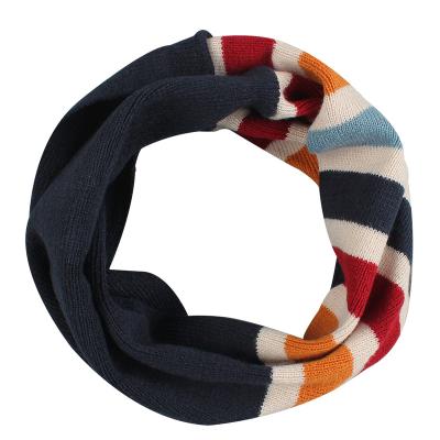 China Soft Cozy Winter Round Scarf With Stripe For Babies And Boys Acrylic Warm Scarf 100% Unisex Knit Neck Warmers For Kids for sale