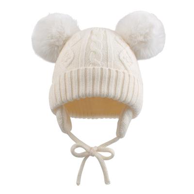 China COMMON Infant Cute Baby Hat Winter Rope Babies Boy Soft Girls Beanie With Pompom for sale