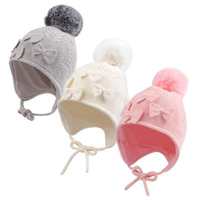 China COMMON Infant Cute Baby Hat Winter Beanie With Pompom Warm Toddler Kids Soft Hats For Girls for sale