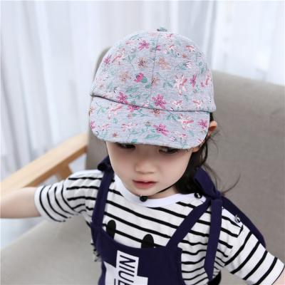 China Dark Gray Baby Girl Boy Sun Hat Green Leaf Flower Girls Baseball Cap for sale