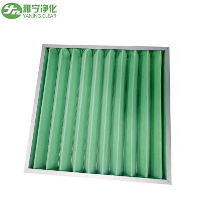 China Synthetic Fiber Material G4 Pleated Panel Filter 595x595x46mm Aluminum Frame for sale