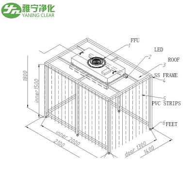 China PVC Strips Curtain Wall Clean Room Booth 2540*2490*2720mm Design 40W LED for sale