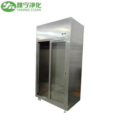 China Porta deslizante HEPA guarda-roupa de aço inoxidável armário laminar de fluxo de ar de vestuário para lojas de alimentos e bebidas à venda