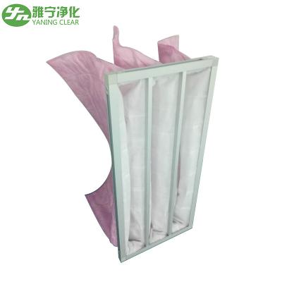 China F7 Pink Polyester Hvac Hepa Filter Housing / Bag Aluminum Alloy Material Medium Efficiency for sale